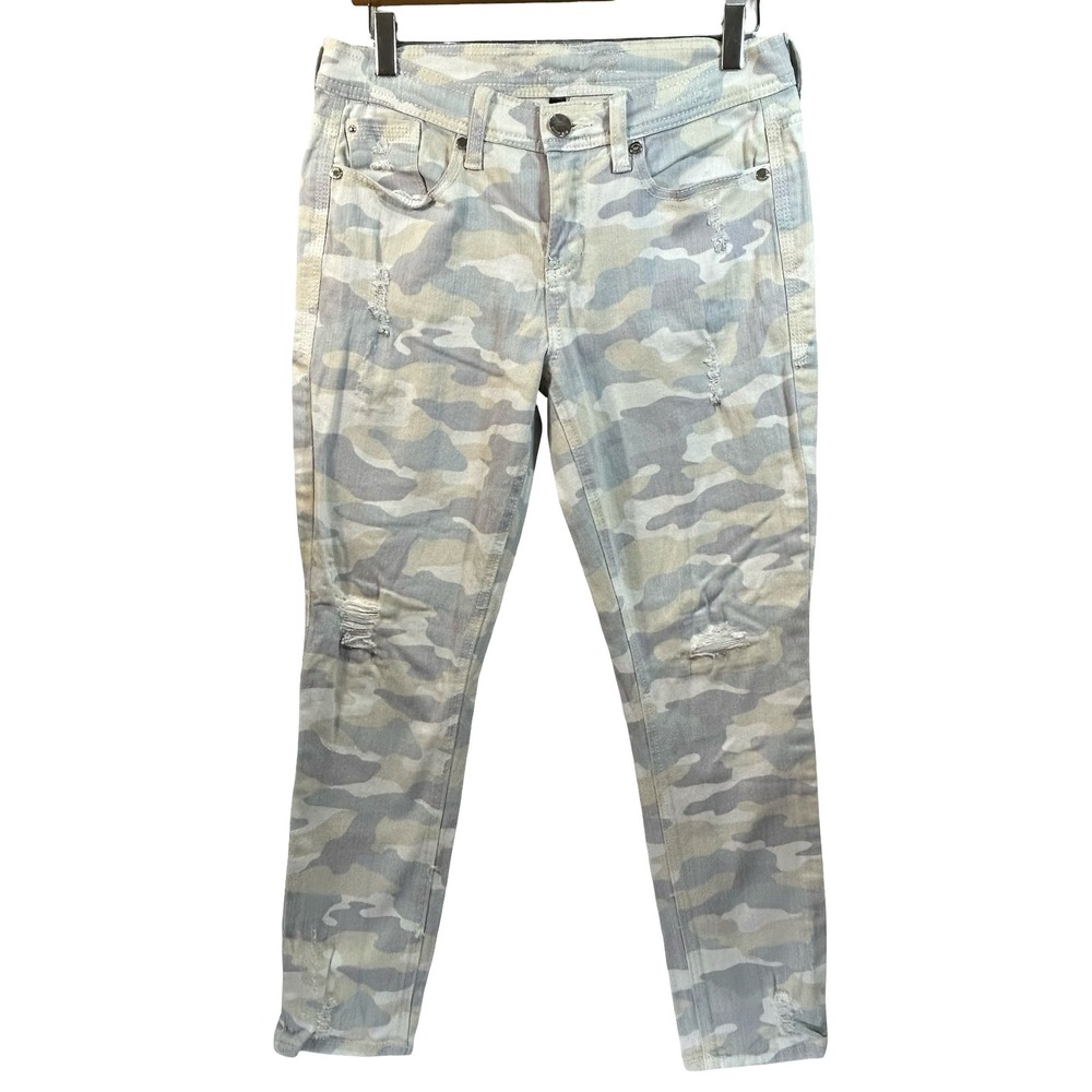 Seven7 Womens Skinny Easy Fit Camo Distressed Star Studded Ankle Jeans Size 4
